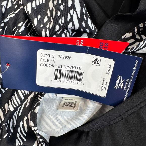 Reebok Small Swimsuit One-Piece Long Sleeves Padded High-Neck Lined Black New - Picture 10 of 10